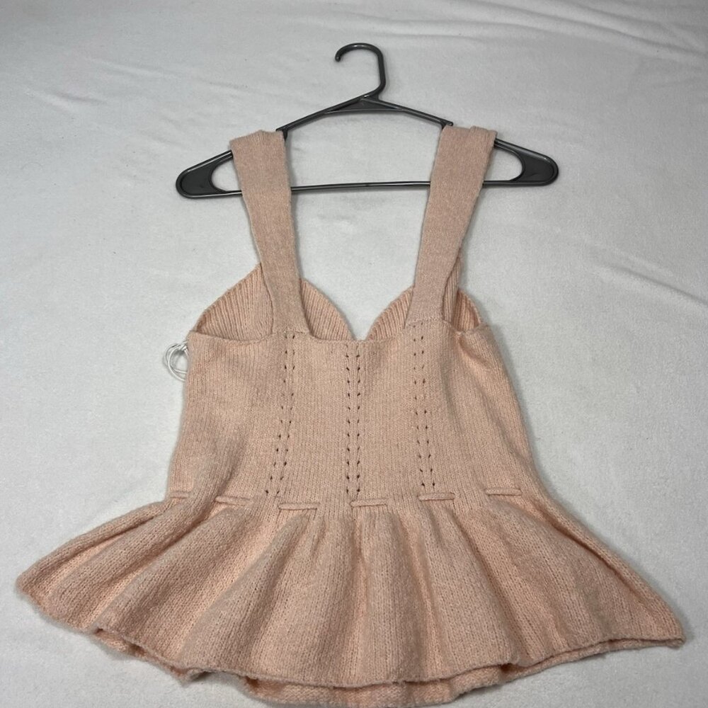 STAUD Coco Top Petal Pink Knit Peplum Tank NWT $230 Retail Size S - Picture 9 of 14